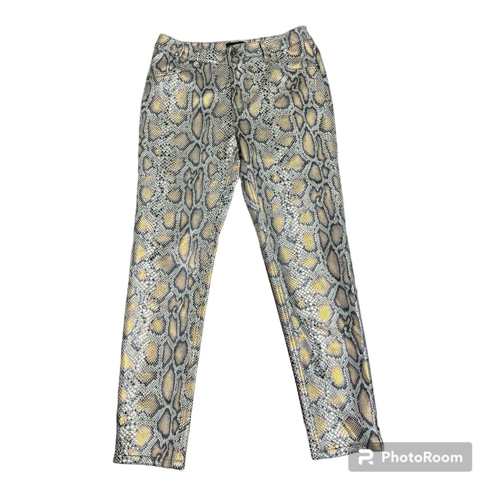 Eric Metallic Brown and Gold Python Snake Print Straight Fit Pants Sz 6